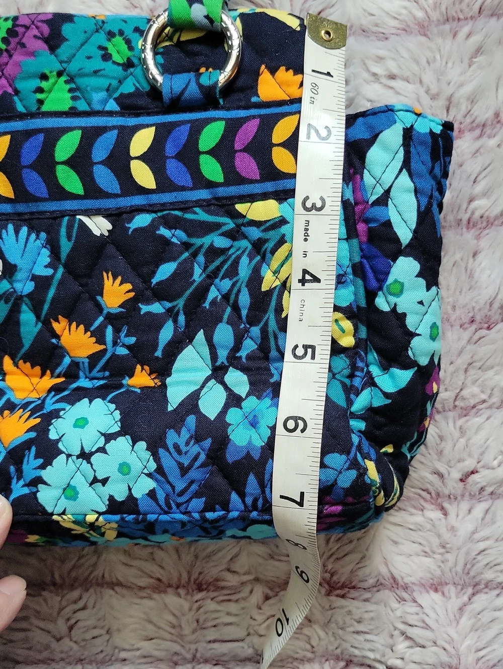 Vera Bradley Whitney Midnight Blues Floral Quilted Shoulder Bag Satchel Retired